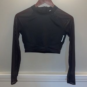 Black Mesh Cropped Athletic Top
